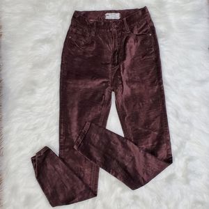 Free People brown brushed corduroy skinny pants